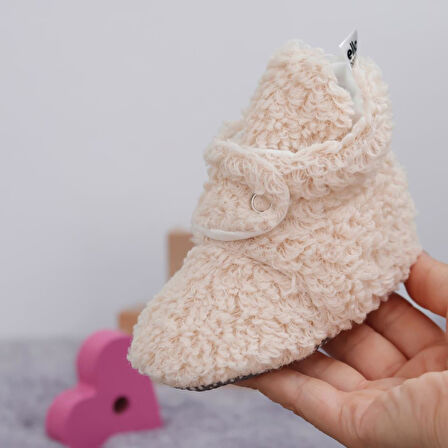 Teddy Bebek Pandufu, Kaydırmaz Taban, Organik Pamuk Astar, Ev Kreş Ayakkabısı