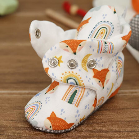 Organik Pamuk Bebek Pandufu, Kaydırmaz Taban, Yenidoğan Patiği, Ev Kreş Ayakkabısı