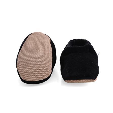 Siyah Organik Pamuk Kadife Ev Kreş Ayakkabısı Patik