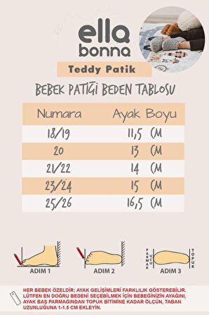 Tedy Bebek Pandufu Ev Patiği, Kaydırmaz Taban, Organik Pamuk Astar, Ev Kreş Ayakkabısı Taba EB540