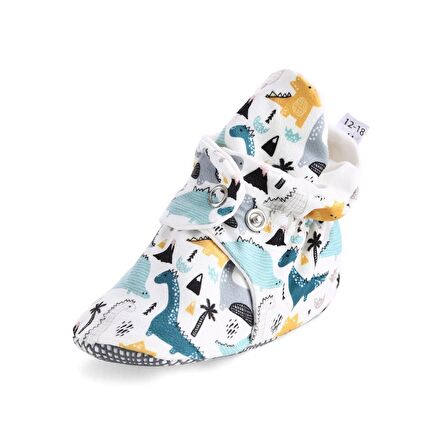 Organik Pamuk Bebek Patiği, Kaydırmaz Taban, Pamuklu Yenidoğan Pandufu Ev Kreş Ayakkabısı, Dinozor