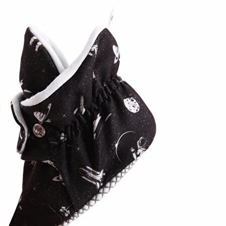 Organik Pamuk Bebek Patiği, Kaydırmaz Taban, Pamuklu Yenidoğan Pandufu Ev Kreş Ayakkabısı, Astronot