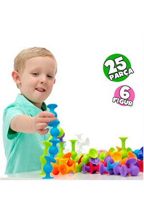 Vakum Molekül 25 Parça Yapı Taşları Fidget Duyusal Eğitici Oyuncak Squigz