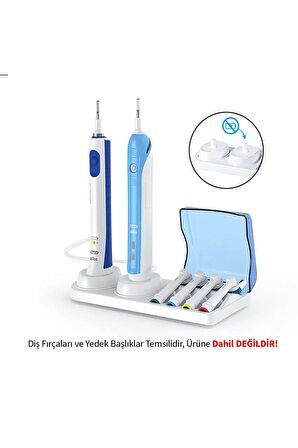 Şarjlı Ve Pilli Diş Fırçası Tutucu Stand Ve 2 Adet Koruyucu Kapak