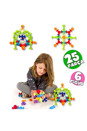 Vakum Molekül 25 Parça Yapı Taşları Fidget Duyusal Eğitici Oyuncak Squigz