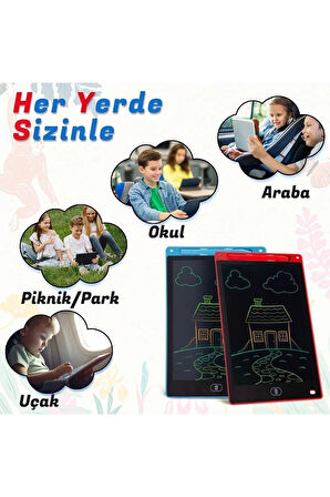 Çocuk Yazı Tahtası Renkli e-Yazı Tahtası Digital Yazı Tahtası Çizim Tableti 10.5 Inç Ekranlı Mavi