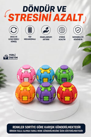 Fırfırik Kinetik Top Duyusal Oyuncak Bas Döndür Stres Topu Spinner Ball Fidget Toy