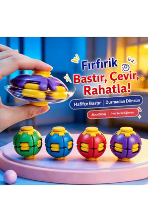 Fırfırik Kinetik Top Duyusal Oyuncak Bas Döndür Stres Topu Spinner Ball Fidget Toy