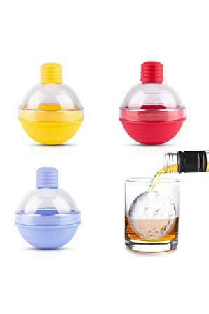 3lü Büyük Buz Kalıbı, Yuvarlak Buz Kalıbı, Buz Küpü Kalıbı, Silikon Buz Kalıbı, Küre Buz Kalıbı