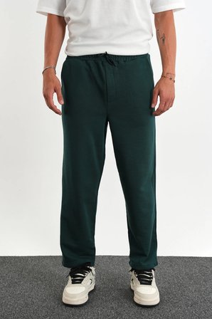 Erkek Regular Fit Yumuşak Kumaşlı Beli Lastikli Eşofman Altı Yeşil
