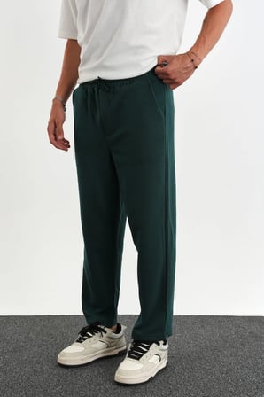 Erkek Regular Fit Yumuşak Kumaşlı Beli Lastikli Eşofman Altı Yeşil
