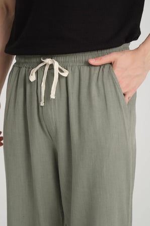 Luxe Erkek Baggy Keten Karışımı Rahat Pantolon Bol Paça Yeni Sezon