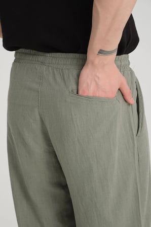 Luxe Erkek Baggy Keten Karışımı Rahat Pantolon Bol Paça Yeni Sezon