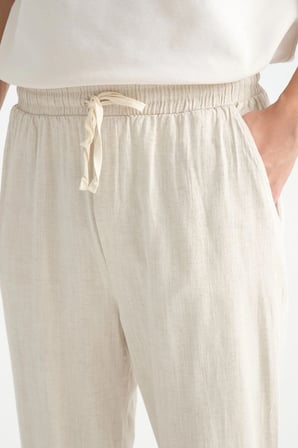 Luxe Erkek Baggy Keten Karışımı Rahat Pantolon Bol Paça Yeni Sezon