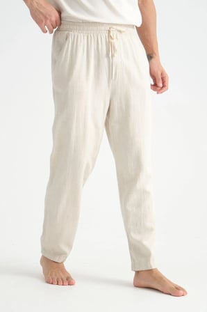 Luxe Erkek Baggy Keten Karışımı Rahat Pantolon Bol Paça Yeni Sezon