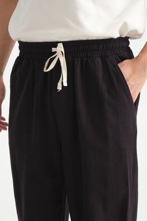 Luxe Erkek Baggy Keten Karışımı Rahat Pantolon Bol Paça Yeni Sezon