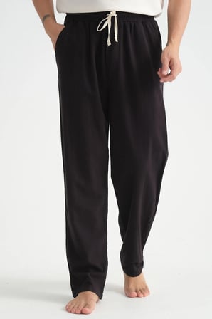 Luxe Erkek Baggy Keten Karışımı Rahat Pantolon Bol Paça Yeni Sezon