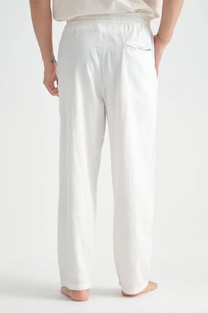 Luxe Erkek Baggy Keten Karışımı Rahat Pantolon Bol Paça Yeni Sezon
