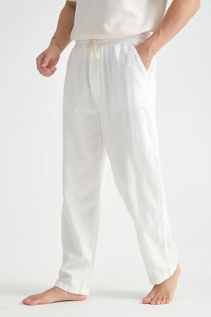 Luxe Erkek Baggy Keten Karışımı Rahat Pantolon Bol Paça Yeni Sezon