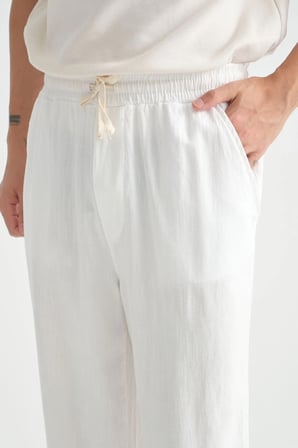 Luxe Erkek Baggy Keten Karışımı Rahat Pantolon Bol Paça Yeni Sezon