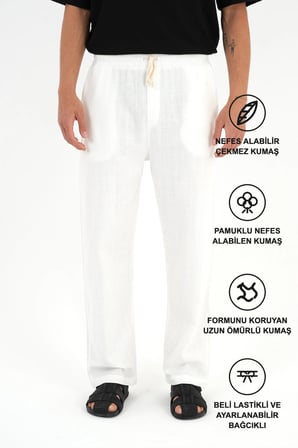 Comforted Erkek Keten Görünüm Rahat Pantolon Bol Paça Yeni Sezon