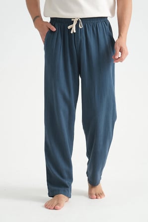 Luxe Erkek Baggy Keten Karışımı Rahat Pantolon Bol Paça Yeni Sezon