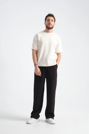 Thicked Erkek Kalın Baggy Keten Görünümlü Rahat Pantolon Bol Paça Yeni Sezon
