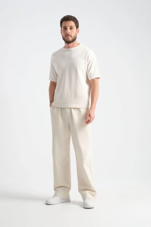 Thicked Erkek Kalın Baggy Keten Görünümlü Rahat Pantolon Bol Paça Yeni Sezon