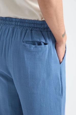 Thicked Erkek Kalın Baggy Keten Görünümlü Rahat Pantolon Bol Paça Yeni Sezon