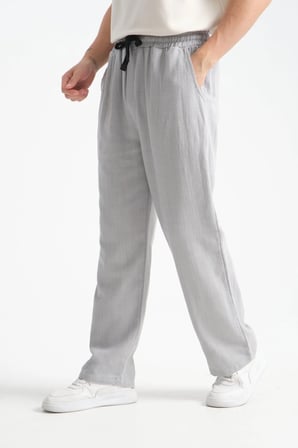 Thicked Erkek Kalın Baggy Keten Görünümlü Rahat Pantolon Bol Paça Yeni Sezon