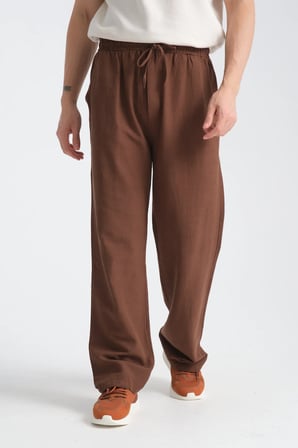 Saga Keten Erkek Pantolon Rahat Kalıp Baggy