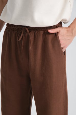 Saga Keten Erkek Pantolon Rahat Kalıp Baggy
