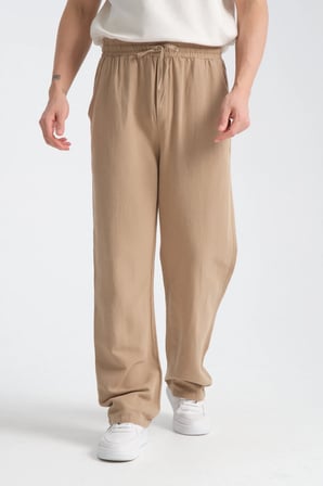 Saga Keten Erkek Pantolon Rahat Kalıp Baggy