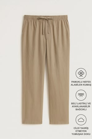 Saga Keten Erkek Pantolon Rahat Kalıp Baggy