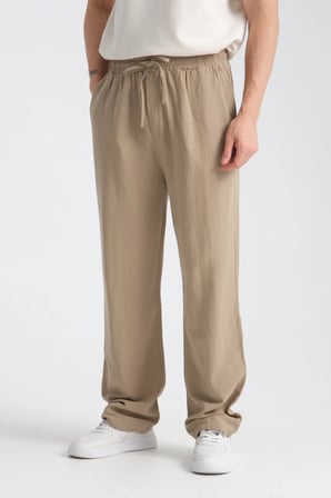 Saga Keten Erkek Pantolon Rahat Kalıp Baggy