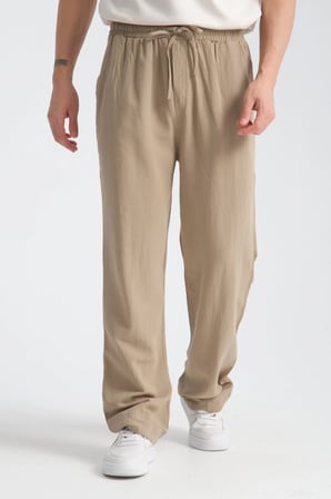 Saga Keten Erkek Pantolon Rahat Kalıp Baggy