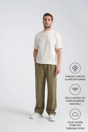 Saga Keten Erkek Pantolon Rahat Kalıp Baggy