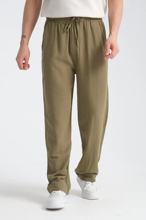 Saga Keten Erkek Pantolon Rahat Kalıp Baggy