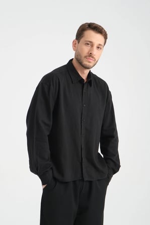 Bond Keten Oversize Rahat Kalıp Premium Kumaş Basic Gömlek