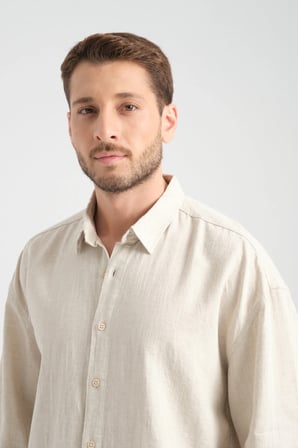 Bond Keten Oversize Rahat Kalıp Premium Kumaş Basic Gömlek