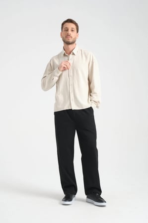 Bond Keten Oversize Rahat Kalıp Premium Kumaş Basic Gömlek