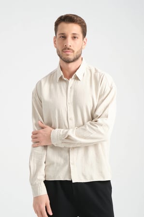 Bond Keten Oversize Rahat Kalıp Premium Kumaş Basic Gömlek