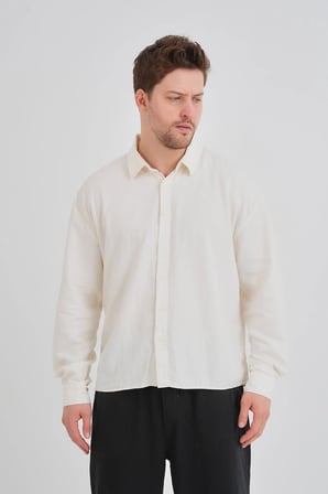 Bond Keten Oversize Rahat Kalıp Premium Kumaş Basic Gömlek