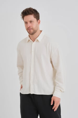 Bond Keten Oversize Rahat Kalıp Premium Kumaş Basic Gömlek