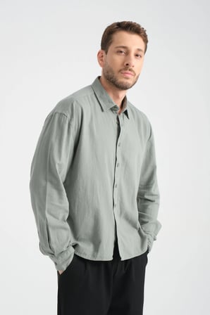 Bond Keten Oversize Rahat Kalıp Premium Kumaş Basic Gömlek