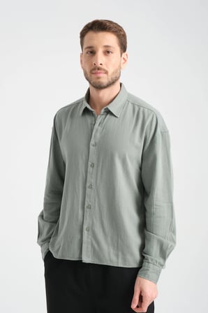 Bond Keten Oversize Rahat Kalıp Premium Kumaş Basic Gömlek