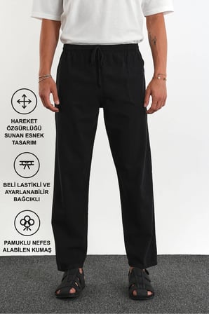 Defy Erkek Rahat Kalıp Keten Görünümlü Pantolon