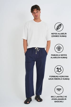 Comforted Erkek Keten Görünüm Rahat Pantolon Bol Paça Yeni Sezon