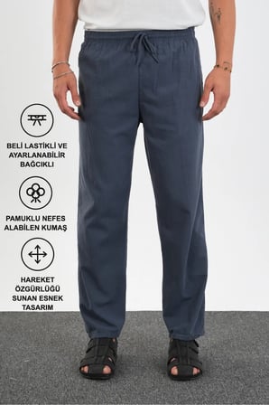Defy Erkek Rahat Kalıp Keten Görünümlü Pantolon