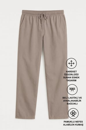 Defy Erkek Rahat Kalıp Keten Görünümlü Pantolon